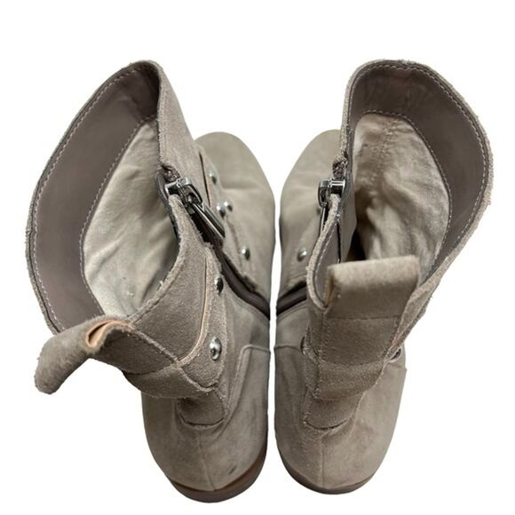 SOLE SOCIETY Taupe BELVANNE Genuine Leather Suede Ankle Boots Booties Shoes sz 8 - Picture 7 of 16